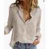 Spring and Autumn Solid Color Casual Loose Long Sleeve Top Cotton and Linen with Sleeve Row Women’s Blouses & Shirts