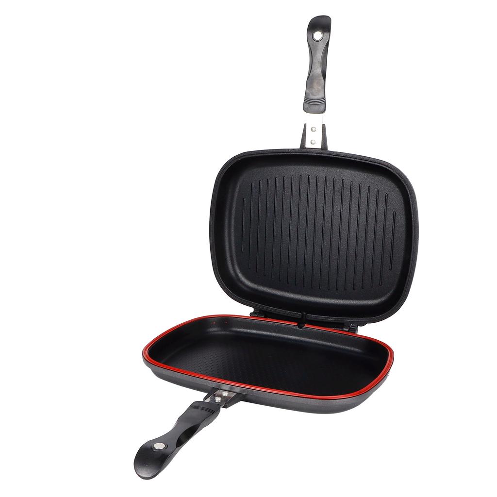 32cm Doppelt?Doppelseitige Bratpfanne Grillwerkzeug Kochgeschirr für Zuhause Outdoor-Küchenzubehör