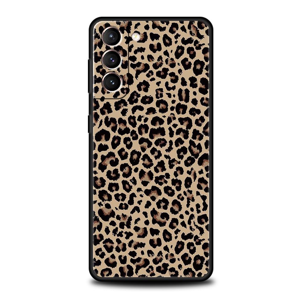 Phone Case For Samsung Galaxy S25 Edge S24 S23 S22 S21 Ultra S20 FE 5G S10 S10E S9 Plus Soft Cover Pink Leopard Print Pattern