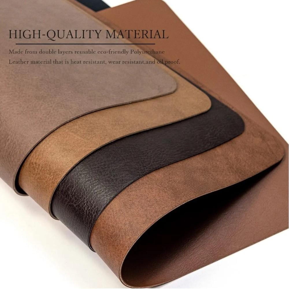 1/6/10sets Square Cowhide Pattern Faux Leather Placemats and Coaster Set,Heat Resistant Non-Slip Kitchen Dining PU Table Mats