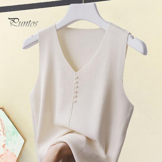 

Летний повседневный жилет с v-образным вырезом без рукавов, свободный крой, топы на бретелях, декор на пуговицах, однотонные топы для вечеринок, повседневная одежда абрикосовый