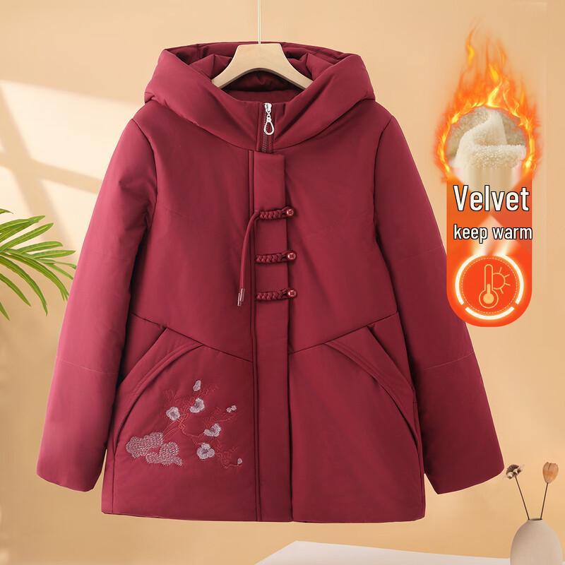 

YUZHAOLIN Women s Fleece Lined Hooded Winter Cotton Jacket XL