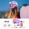 Ski goggles for men and women, adult-sized, with cylindrical lenses, double-layered anti-fog and windproof design, and a clip-on feature for
