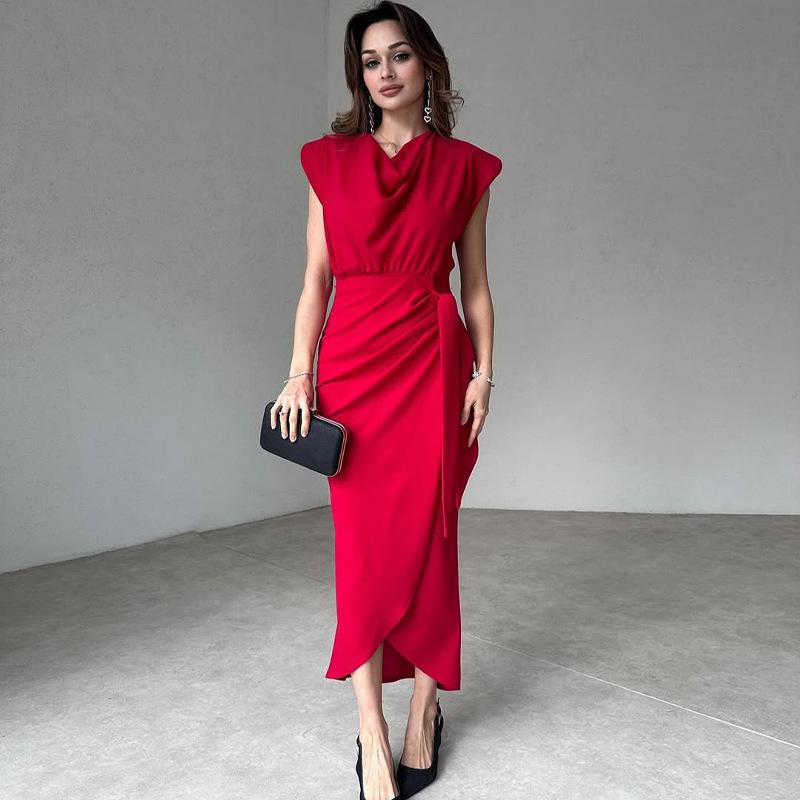 Slimming Fashion Off-Shoulder Long Sleeve Dress for Women - Spring 2025