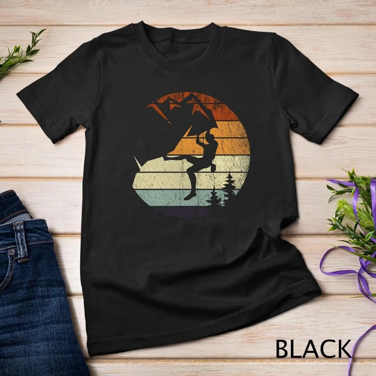 Retro Bouldering Mountain Climber Climb Sports Rock Climbing T shirt S