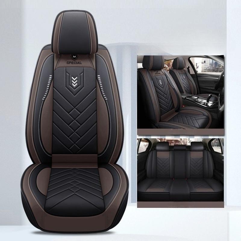 Full Set Car Seat Covers  Luxury Faux Leather Car Seat Covers, Universal Fit Full Coverage Protectors  Comfortable & Durable