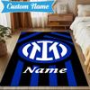 Custom Name Inter Milan Crest Rug Game Carpet, Floor Mat for Bedroom Living Room Entryway Rug, Home Decor Idea Gift for Christmas Birthday