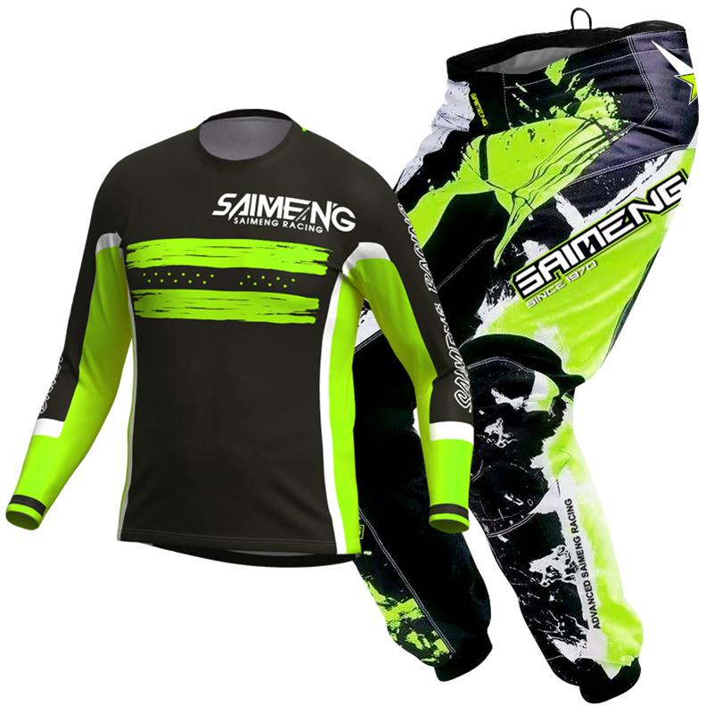 Set completo abbigliamento motocross per bambini Kit Maglia Pantaloni Youth bambino verde Moto nero 3 4 5 6 7 8 9 10 anni Tuta fuoristrada blu arancio Enduro cross ragazzo ragazza