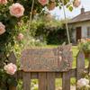Angel Welcome Plaque Rustic Mythical Being Sign 3D Embossed Details Resin Garden for