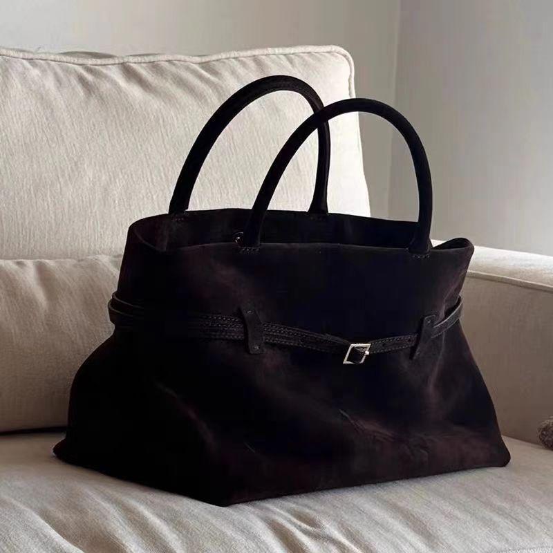 2024 Autumn/Winter Frosted Suede Belt Buckle Tote - Lazy Style Commuter Women's Bag