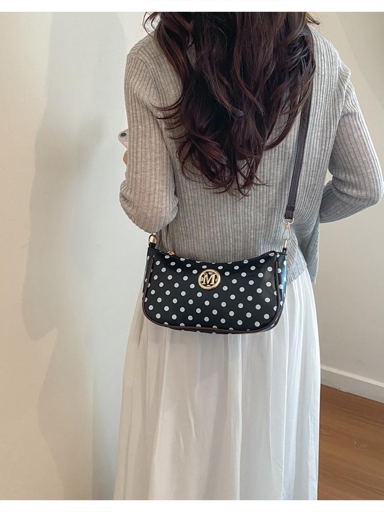 Women's 2026 Spring/Summer Retro Polka Dot Large Capacity Crossbody Shoulder Bag