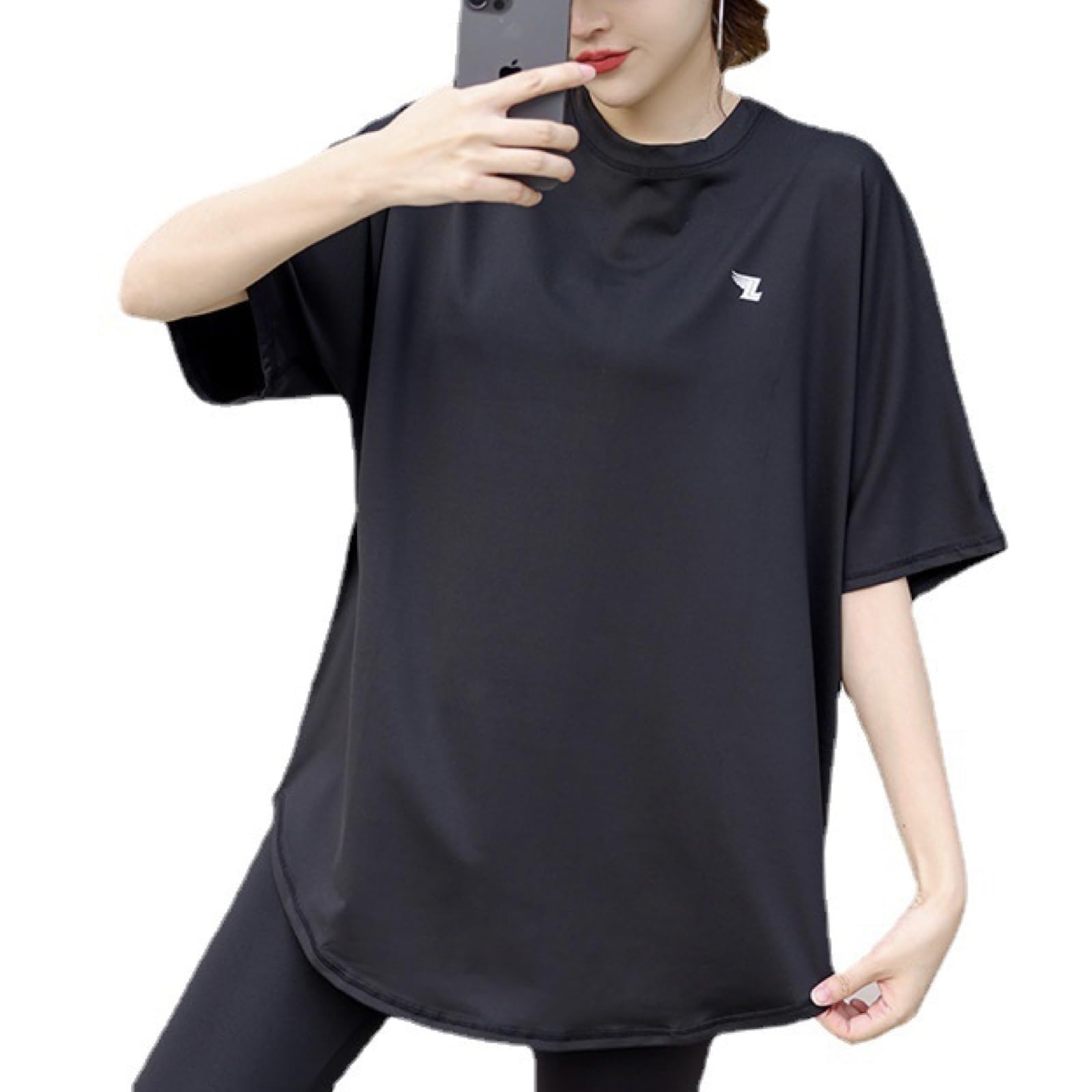 

ADOSSY Yoga Loose Long Simple Style Women s Top, 5/8 Sleeves, Fit, Length, (XL, Black) чёрный