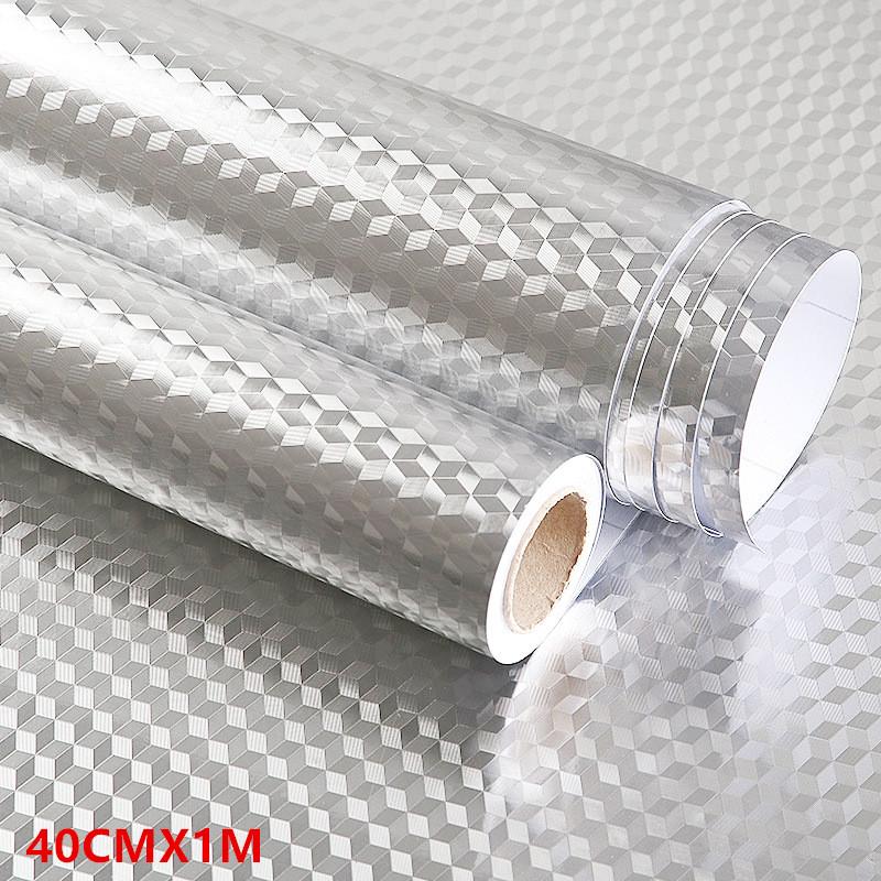 Kitchen Wallpaper Stickers Self Adhesive Aluminum Foil Oil Proof Waterproof Stickers For Countertop Drawer Cabinets Shelf Line