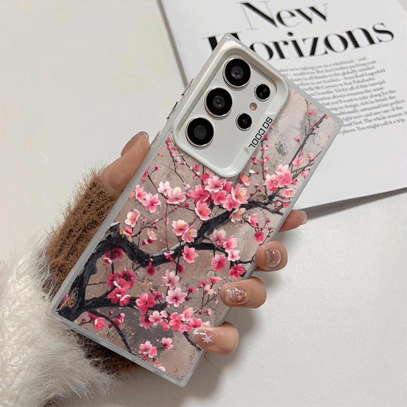 Cherry Blossom Sakura Fashion Soft Phone Case for Samsung Galaxy S24 S25 FE S26 Edge S23 Ultra S22 Plus S21 + Shockproof Cover B