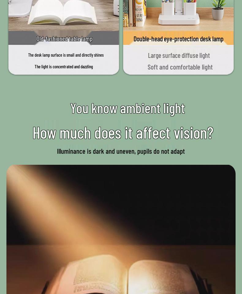 Rechargeable LED Eye-Protection Desk & Bedside Lamp with Pen Holder