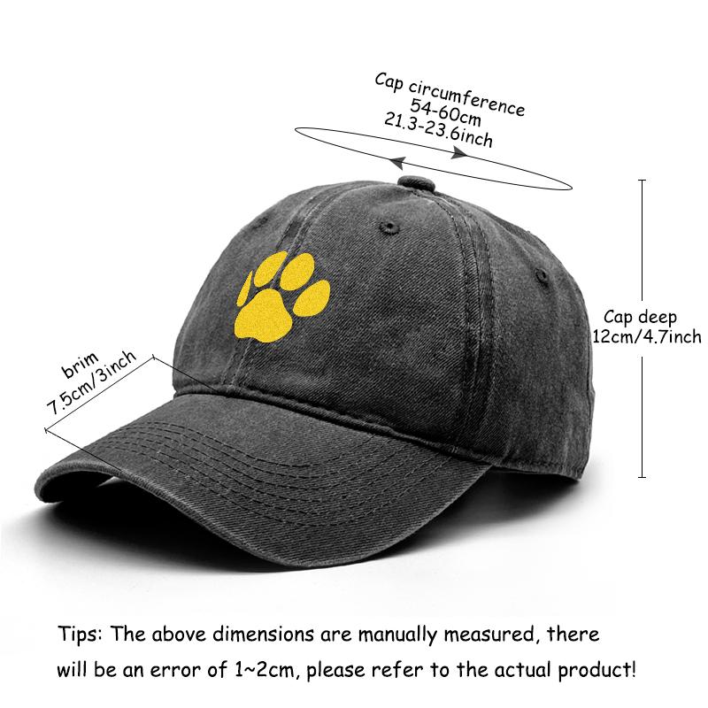 Golden Cat Paw Print Snapback Sun Hat, Mesh Hat Cozy Leisure Casual Breathable Adjustable Baseball Cap