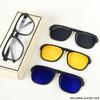 A New Set Of Magnetic Clip-On Design Fashion Sunglasses 1 Frame And 3Interchangeable Lenses Unisex New Circle Glasses Set
