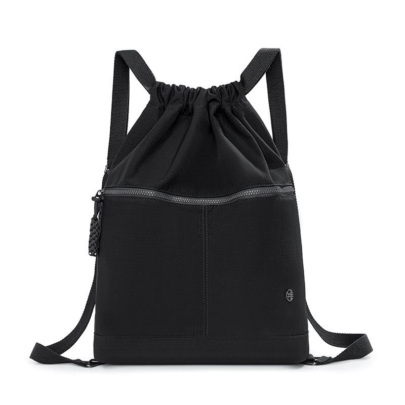 Lightweight Drawstring Pocket Solid Color Sports Backpack Women's Large Capacity Fitness Drawstring Backpack