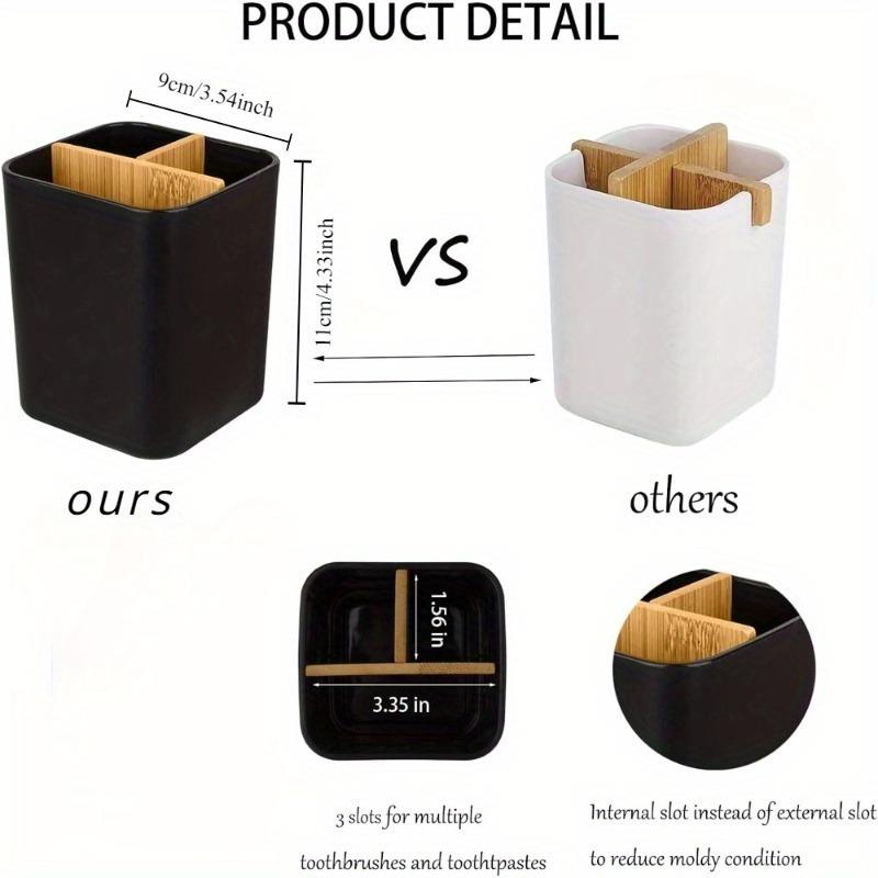 Bamboo Toothbrush Holder for Bathrooms 3 Slots Toothbrush and Toothpaste Holder Bathroom Counter Organizer