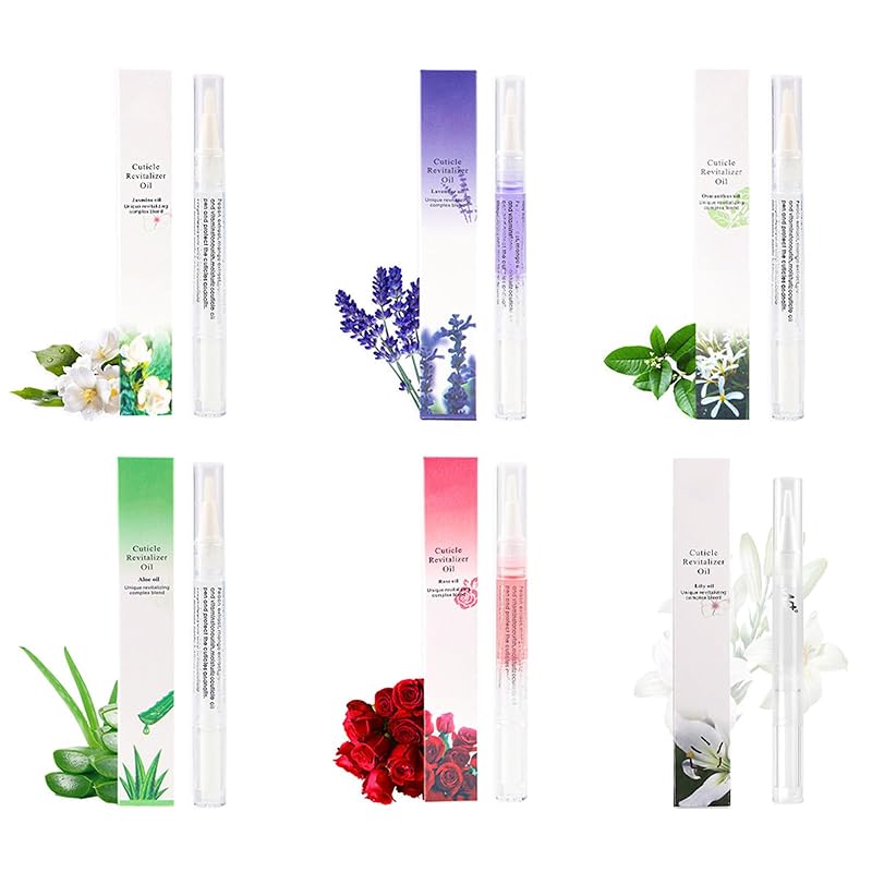 Набор масел для кутикулы из 6 штук, масло для восстановления кутикулы с цветочным ароматом, масло для ногтей для роста и укрепления, средство для укрепления ногтей - смягчитель кутикулы - кутикула 6PCS Flowers