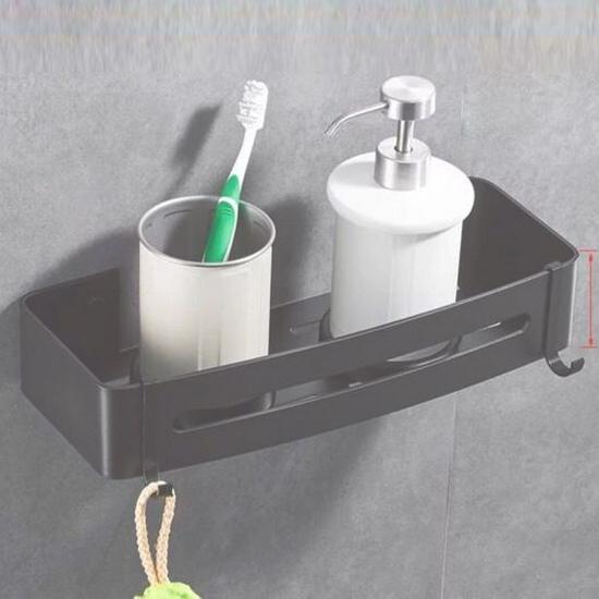No-Drill Wall-Mount Bathroom Storage Rack with Suction Cup
