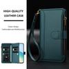 For Samsung Galaxy S24 Ultra Leather Case 9 Card Slots Zipper Wallet Stand Phone Cover with Wrist Strap