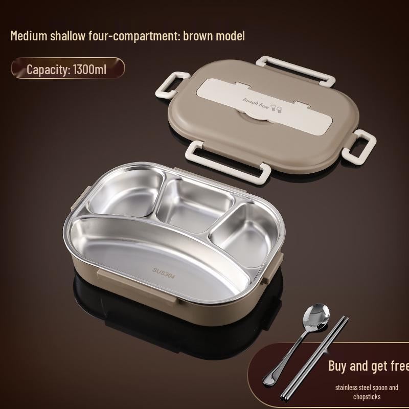 304 Stainless Steel Leak-Proof Insulated Lunch Box for Office and School, Food-Grade Square Bento Box.