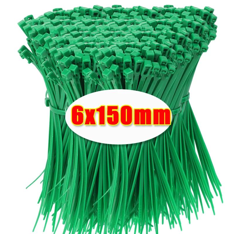 

New Nylon Cable Ties Colored Releasable Self-locking Slipknot Cables Ties Adjustable Fastening Loop Ring Strap For Home Office 100PCS зелений