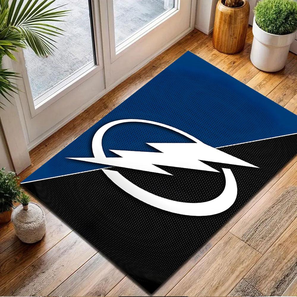 Blue and Black Lightning Bolt Symbol Patterned carpet, non slip mat suitable for living room and bedroom sofas