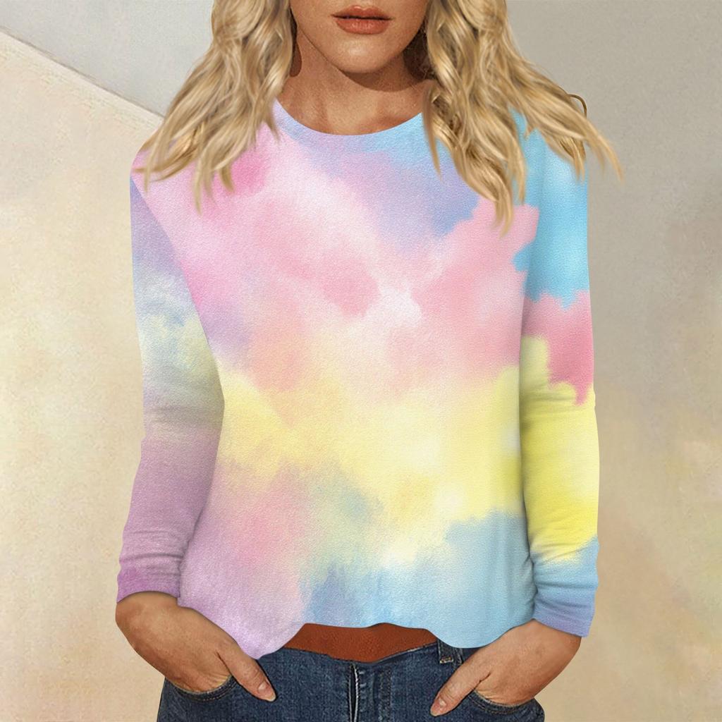 Women's Daily Casual Long-sleeved Printed O-neck Top