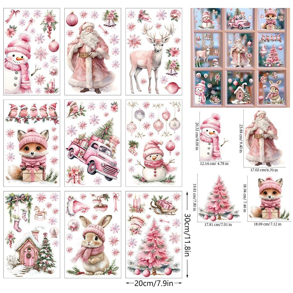 Christmas Tree Santa Claus Glass Mirror Stickers Removable Wall Sticker Christmas Window Stickers