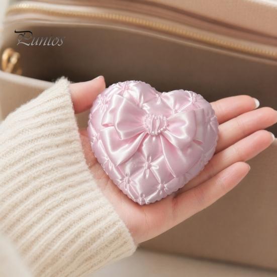 Desktop Jewelry Organizer 3D Print Heart Storage Box, with Satin Simulation Texture, Bow Anti-tangle Design Macaron Organizer, Portable for Necklaces