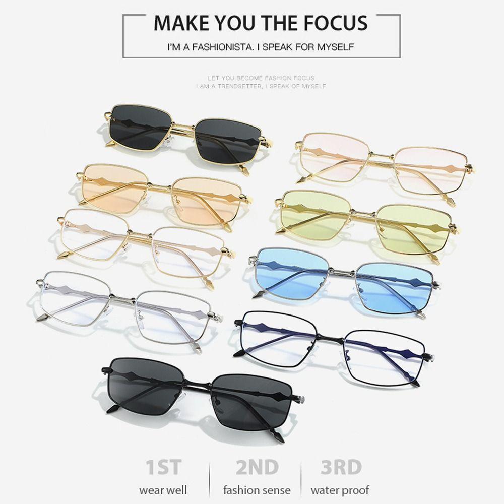Anti Blue Light Irregular Square Shades High-End Vintage Narrow Frame Sun Glasses With Metal Frame Eyeglasses Frames