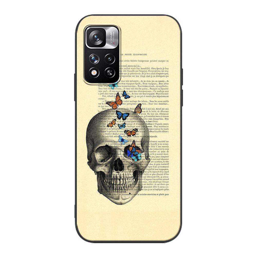 Skull With Roses Case for Xiaomi Redmi Note 9S 9 8 10 11 Pro 9C 9A 7 8T 7A 8A 6A 6 10S Black Soft Silicone Phone Cover Coque