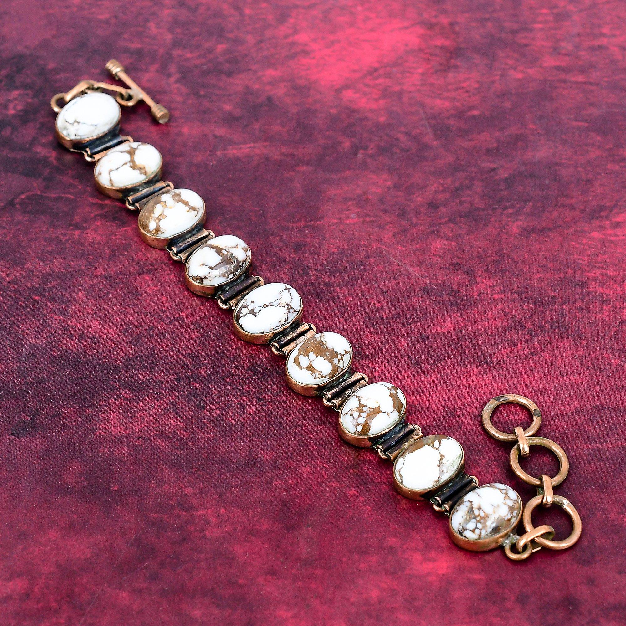 

Wild Horse Magnesite Bracelet Copper Adjustable Chain Bracelet Gemstone Jewelry Adjustable