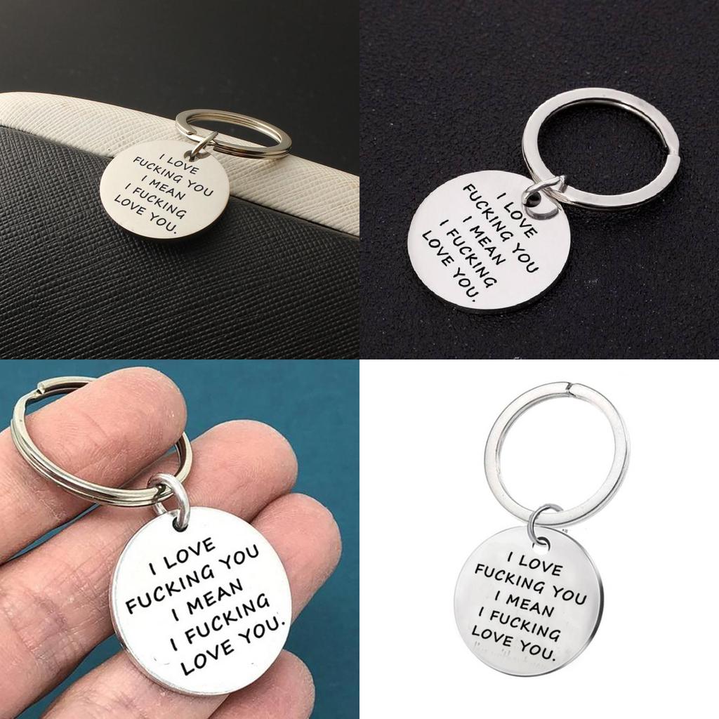 Romantic Gift Engraved Stainless Steel Keychain "i Love Fucking You