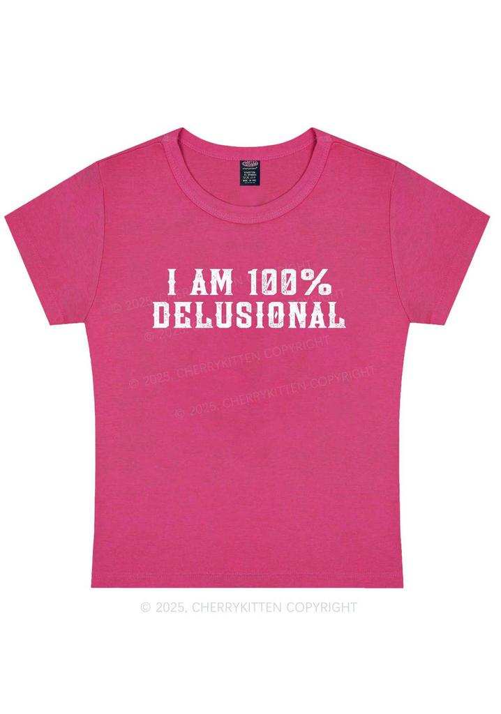 I Am% Delusional YK Baby Tee Cherrykitten Printed T-Shirt Short Sleeve Top