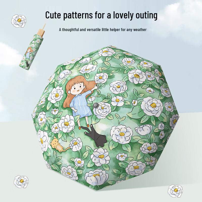 Baodinie 1831 Series Childish Print UV Protection Umbrella 57cm 8-Rib 3-Fold Manual