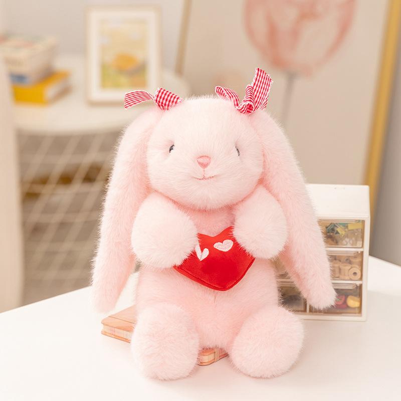 Cartoon Cute Love Bunny Doll Plush Toy Little White Rabbit Doll Children Accompany Soothing Doll