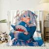 G-Gawr Gura Anime Throw Soft Flannel Throw Blanket, Lightweight Breathable Summer Nap Blanket For Sofa Home Travel Cozy Decor