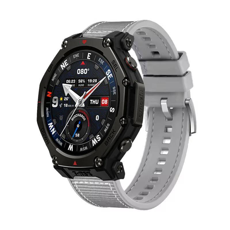 22mm Composite Silicone Strap For Amazfit T-Rex3 Pro 48mm Nylon Braided Bracelet For Amazfit Helio/Bip 6-5/Balance 2 Sports Band