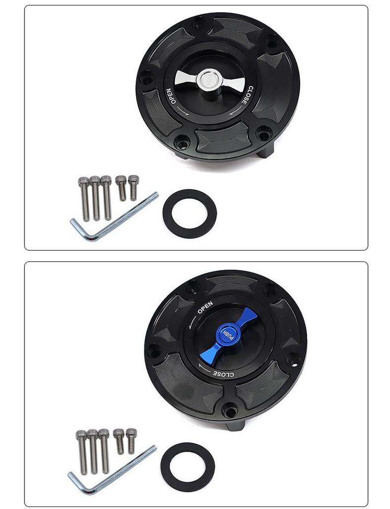 SH-L6005: Quick-release aluminum alloy fuel tank cap for motorcycle modifications.
