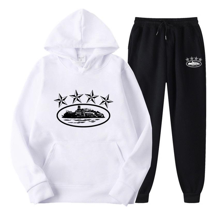 Corteiz Modny Luźny Zestaw Bluza Streetwear - Unisex Casualowy Styl Hip Hopowy Amerykański na Jesień