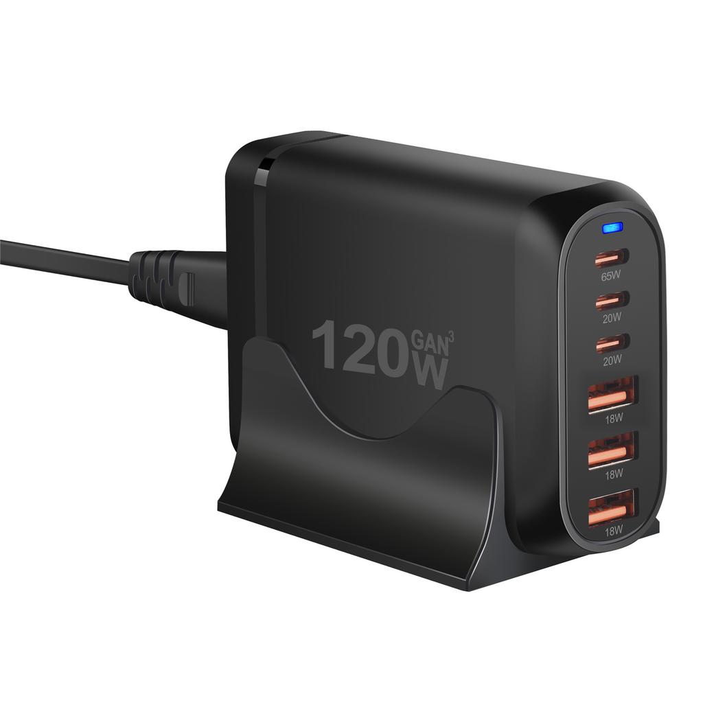 GaN USB-C Charging Station 6-Port Type-C Power Adapter Fast Charger IPad Laptop Car Charger 5V/3A