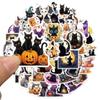 10/50PCS Halloween Cat Stickers Witchy Gothic Black Cat Witch Moon Tarot Boho Halloween Cute Stickers Scrapbook Bottle Phone Graffiti Sticker