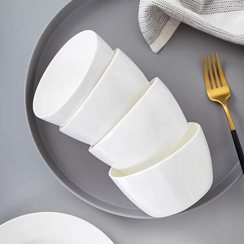 Ruhan Japanese Style Underglaze White Rice Bowl Set