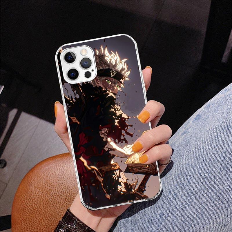 Black C-Clovers Anime Phone Case For iPhone 13 12 Mini 11 Pro Max XS XR X SE 7 8 Plus 5S 5 6S 6 Gift Print Cover Fundas