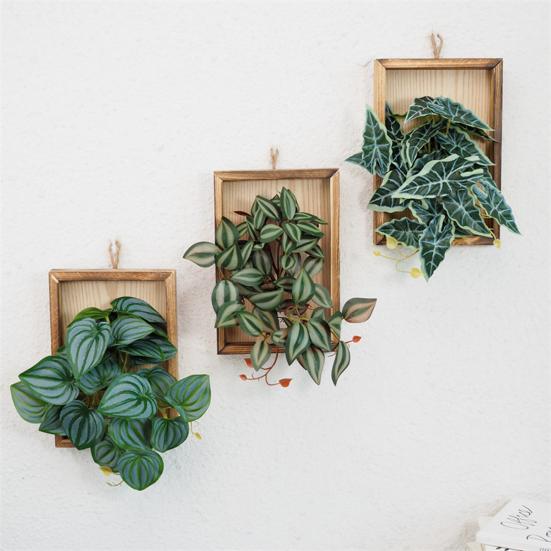 Wall Framed Artificial Plant Faux Greenery Plant in Frame Wall Decor Hanging