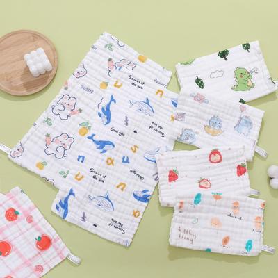 High-Density Baby Gauze Towel: Six-Layer Cotton Washcloth & Cartoon Bib Handkerchief