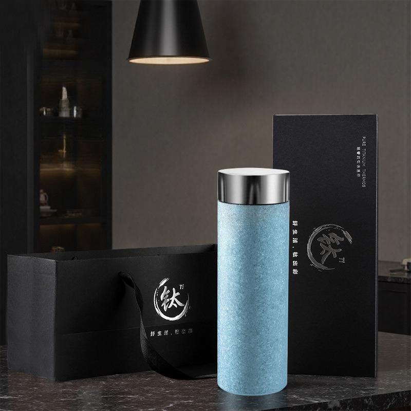 Simple Pure Titanium Vacuum Flasks with High Aesthetic Value Portable Business 450ml Water Bottle for Student Offices Drinkware